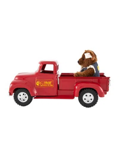 Pre-owned Steiff Vintage Delivery Man And Truck Plush Toy Set In Red