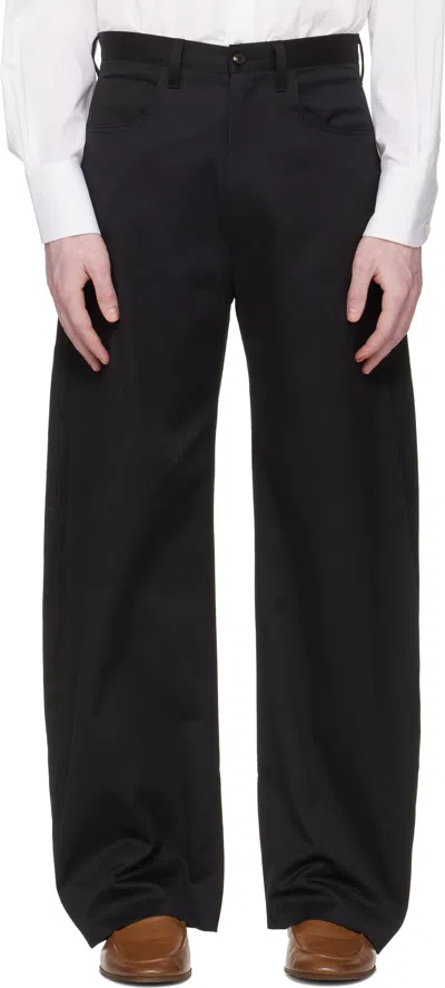 Stein Black Cotton Satin Round Trousers