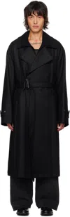 Stein Black Oversized Double Breasted Trench Coat In Black
