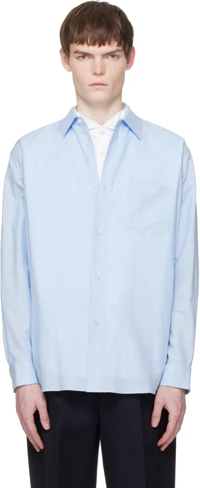 Stein Blue Cotton Silk Oversized Regular Collar Shirt In Sand