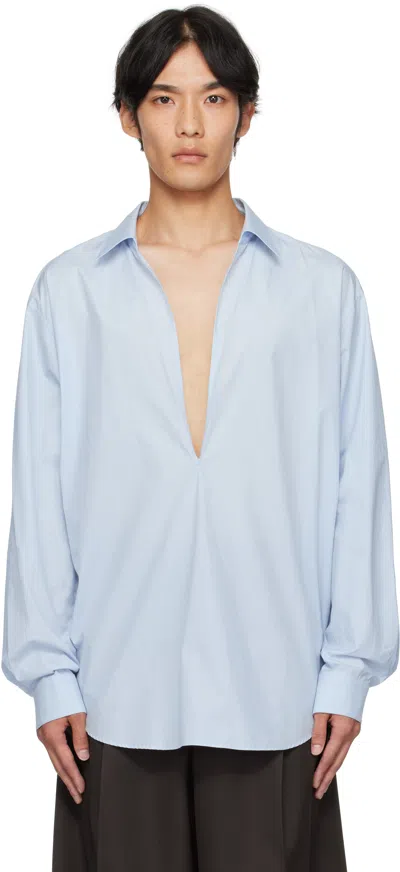 Stein Blue Suvin Cotton Oversized Skipper Shirt