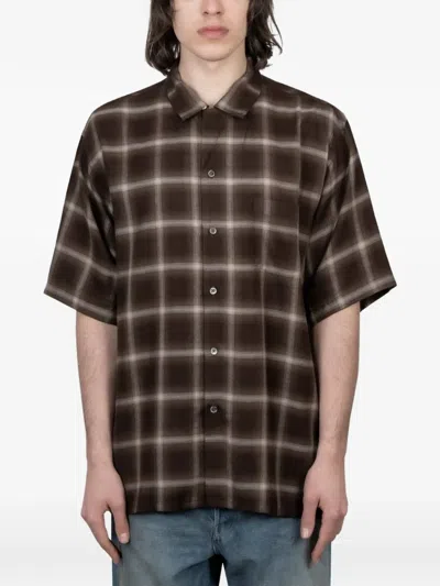 Stein Check-pattern Oversized Shirt In Brown