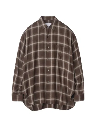 Stein Check-pattern Oversized Shirt In Brown