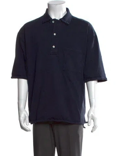 Pre-owned Stein Collar Short Sleeve Polo Shirt In Blue