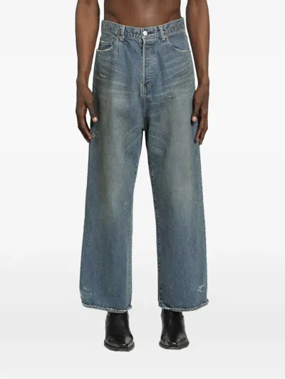 Stein Distressed Wide-leg Jeans In Blue