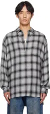 Stein Gray Check Oversized Down Pullover Shirt In Black