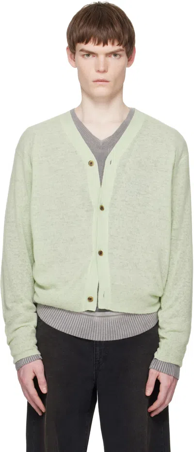 Stein Green Knit V Neck Cardigan
