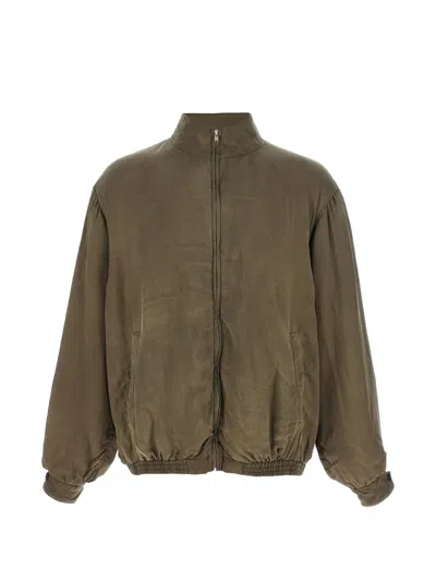 Stein High-neck Zip-up Bomber Jacket In Brown