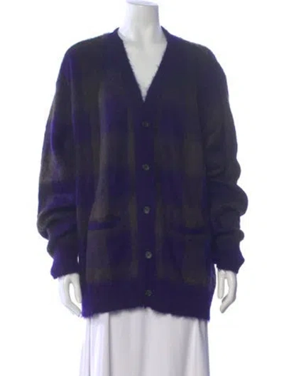 Pre-owned Stein Mohair Plaid Print Sweater In Blue