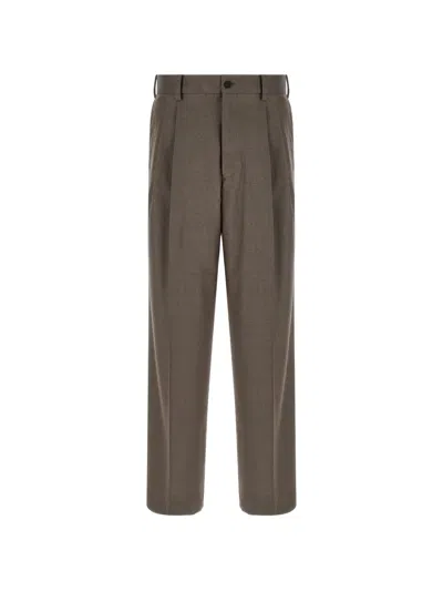 Stein Ss Pleated Wide-leg Trousers In Brown