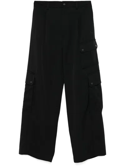 Stein Wide-leg Cargo Pants In Black
