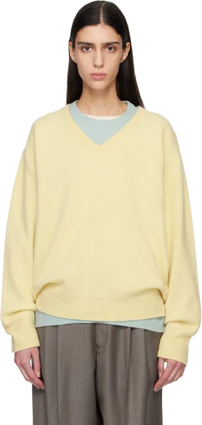 Stein Yellow Pure Cashmere Knit V Neck Ls Jumper