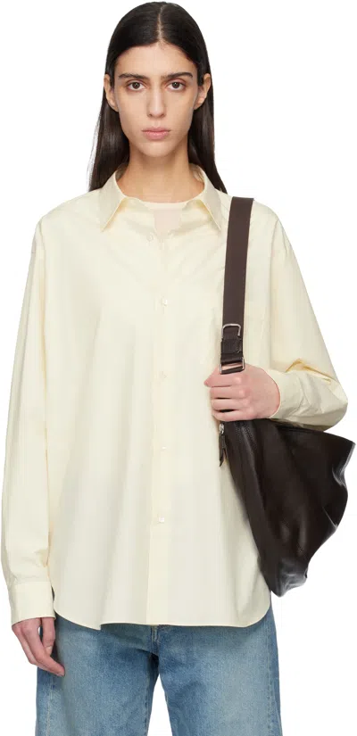 Stein Yellow Suvin Cotton Oversized Regular Collar Shirt In Neutral
