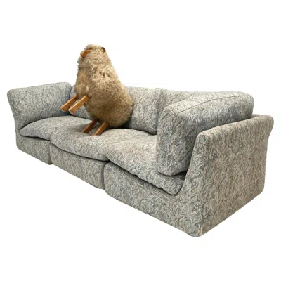 Pre-owned Steiner Comfortable 1980's  Modular Pillow Sofa Paris France, Original Fabric In Gray
