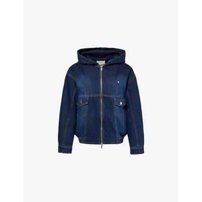 Stel Womens  Indigo-wash Hooded Denim Jacket In Dark Blue Wash