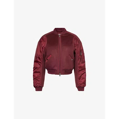 Stel Womens  Panelled Wool-down Bomber Jacket In Plum