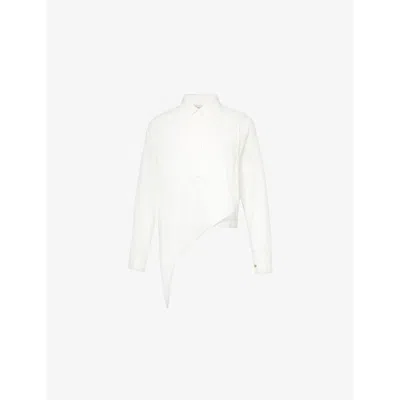 Stel Womens  Asymmetric-hem Layered Long-sleeve Woven Shirt In White