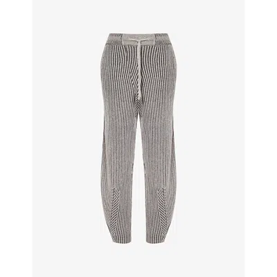 Stel Womens Ribbed Tapered-leg Wool-blend Knitted Trousers Grey