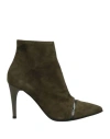 Stele Woman Ankle Boots Military Green Size 11 Soft Leather In Green