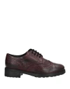 Stele Woman Lace-up Shoes Burgundy Size 10 Calfskin In Red