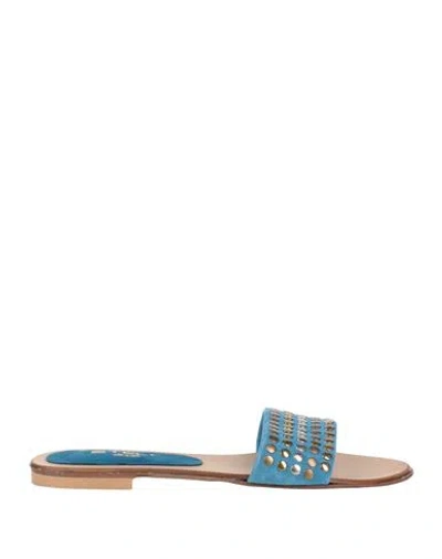 Stele Woman Sandals Azure Size 8 Soft Leather In Blue