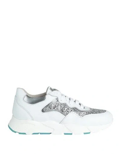 Stele Woman Sneakers White Size 8 Calfskin, Textile Fibers