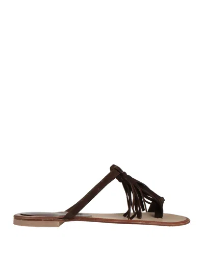 Stele Woman Thong Sandal Dark Brown Size 8 Soft Leather