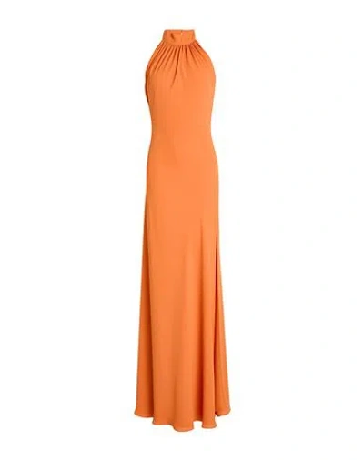 Stelios Koudounaris Woman Maxi Dress Orange Size 2 Rayon, Viscose, Pes - Polyethersulfone