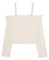 Stella 88 Big Girls Rib Knit Cold Shoulder Top In Ivory