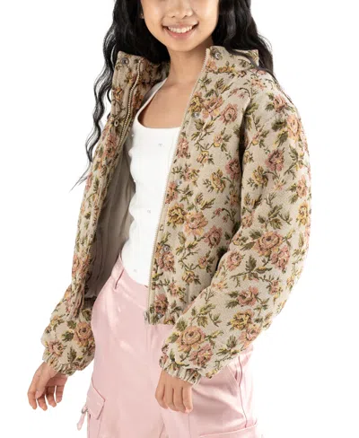 Stella 88 Kids' Big Girls Tapestry Bomber Jacket In Olive