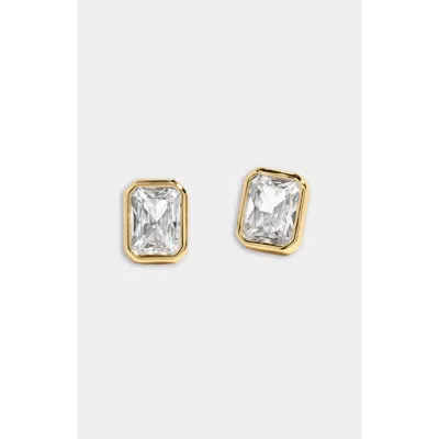 Stella & Dot Bezel Set Essential Emerald Cut Stud Earrings In Pink