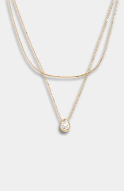 Stella & Dot Elisa Layered Necklace, Reversible Pear Pendant In Pink