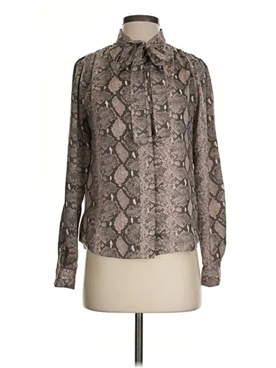 Pre-owned Stella & Dot Long Sleeve Blouse In Brown