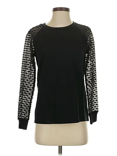 Pre-owned Stella & Dot Long Sleeve Top Black Crew Neck Tops