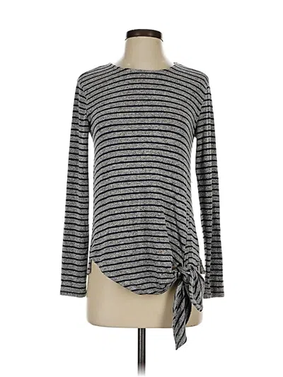 Pre-owned Stella & Dot Long Sleeve Top Gray Boatneck Tops