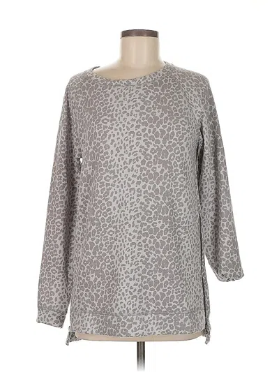 Pre-owned Stella & Dot Long Sleeve Top Gray Boatneck Tops