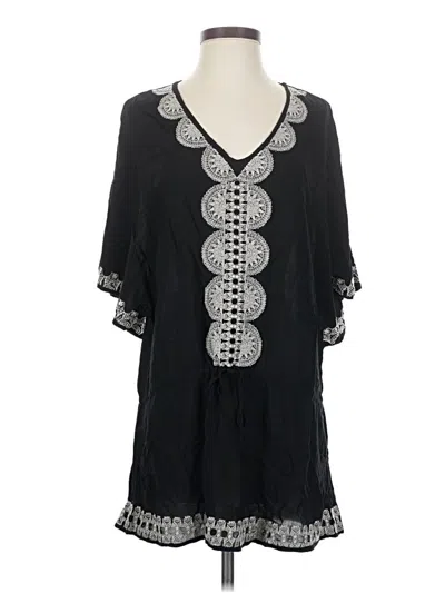 Pre-owned Stella & Dot Short Sleeve Blouse In Black