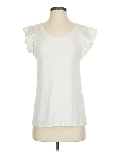 Pre-owned Stella & Dot Short Sleeve Top White Sweetheart Neckline Tops