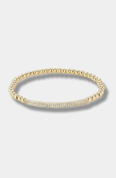 Stella & Dot Tribute Beaded Stretch Bracelet With Pave Bar In Neutral