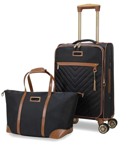 Stella Blanc Belle Expandable 2pc Luggage Set In Black