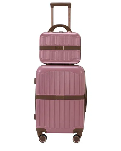 Stella Blanc Expandable Dakota 2-piece Hardside Carry-on Cosmetic Bag In Pink