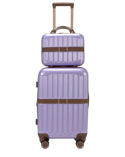 Stella Blanc Expandable Dakota 2-piece Hardside Carry-on Cosmetic Bag In Purple