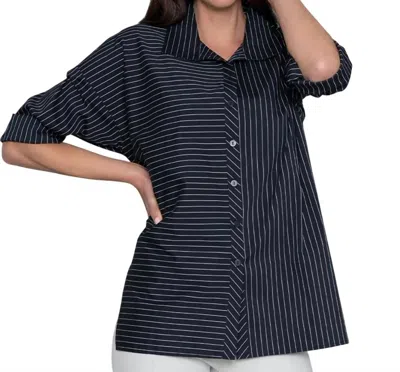 Stella Carakasi Attitude Shirt In Black Yarn Dye Stripe In Blue