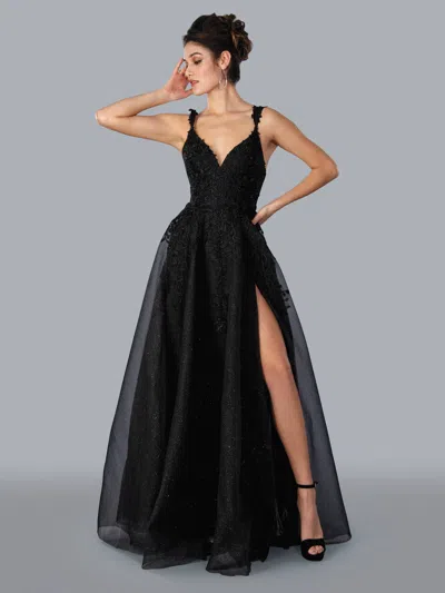 Stella Couture 20058 Long Prom Formal Glitter Dress In Black