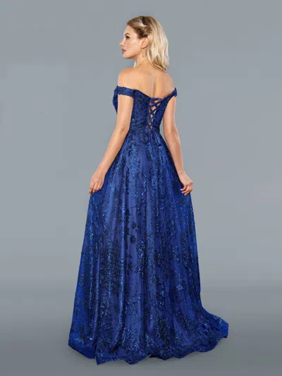 Stella Couture 21064 Glitter Formal Long Prom Dress In Blue