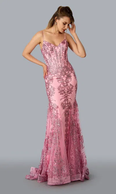 Stella Couture 21066 Long Formal Sequin Prom Dress In Pink