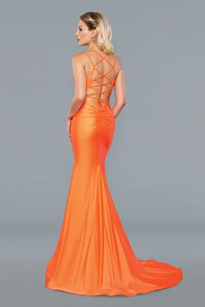 Stella Couture 22039 Prom Beaded Long Formal Dress In Orange