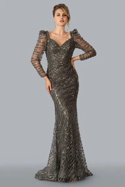 Stella Couture 22365 Formal Long Evening Gown In Gray