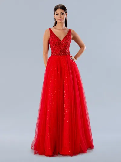 Stella Couture 24150 Sequin Formal Long Prom Dress In Red