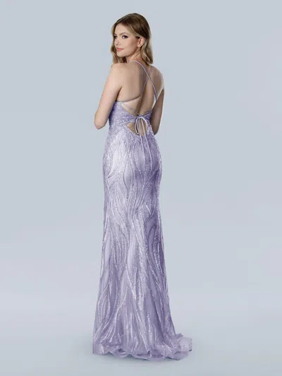 Stella Couture 25135 Long Formal Slit Fitted Evening Prom Dress In Purple